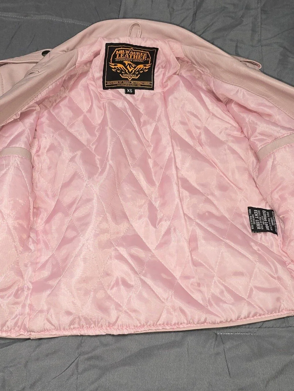 Milwaukee Leather Genuine Leather Pink Moto Biker Jacket XS Belted